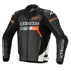 ALPINESTARS GP FORCE LEATHER JACKET BLACK, RED FLUO