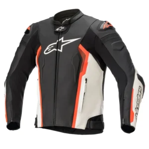 ALPINESTARS MISSILE V2 LEATHER JACKET BLACK, RED FLUO