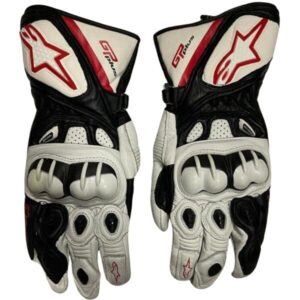 ALPINESTARS GP PLUS LEATHER MOTORCYCLE BIKE RIDING GLOVES WHITE BLACK RED