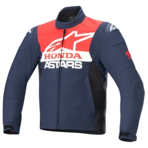 ALPINESTARS HONDA SMX WATERPROOF SOFTSHELL JACKET NIGHT NAVY, BRIGHT RED
