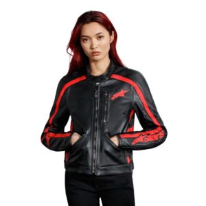 ALPINESTARS STELLA DYNO LEATHER JACKET BLACK, RED