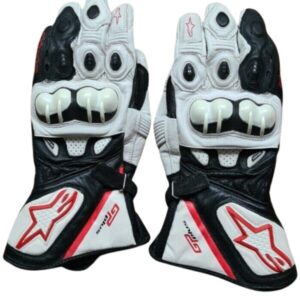 ALPINESTARS GP PLUS LEATHER MOTORCYCLE BIKE RIDING GLOVES WHITE BLACK RED