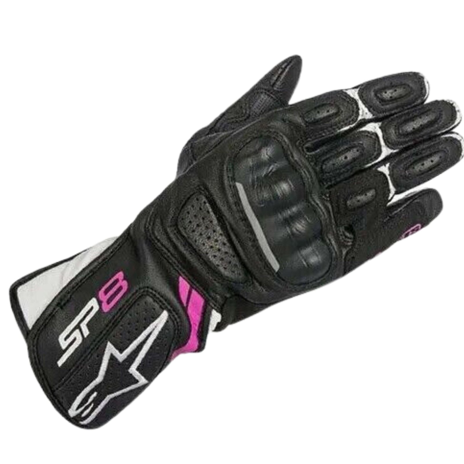 ALPINESTARS SP-8 V2 STELLA WOMEN'S LEATHER MOTORCYCLE GLOVES BLACK WHITE PINK