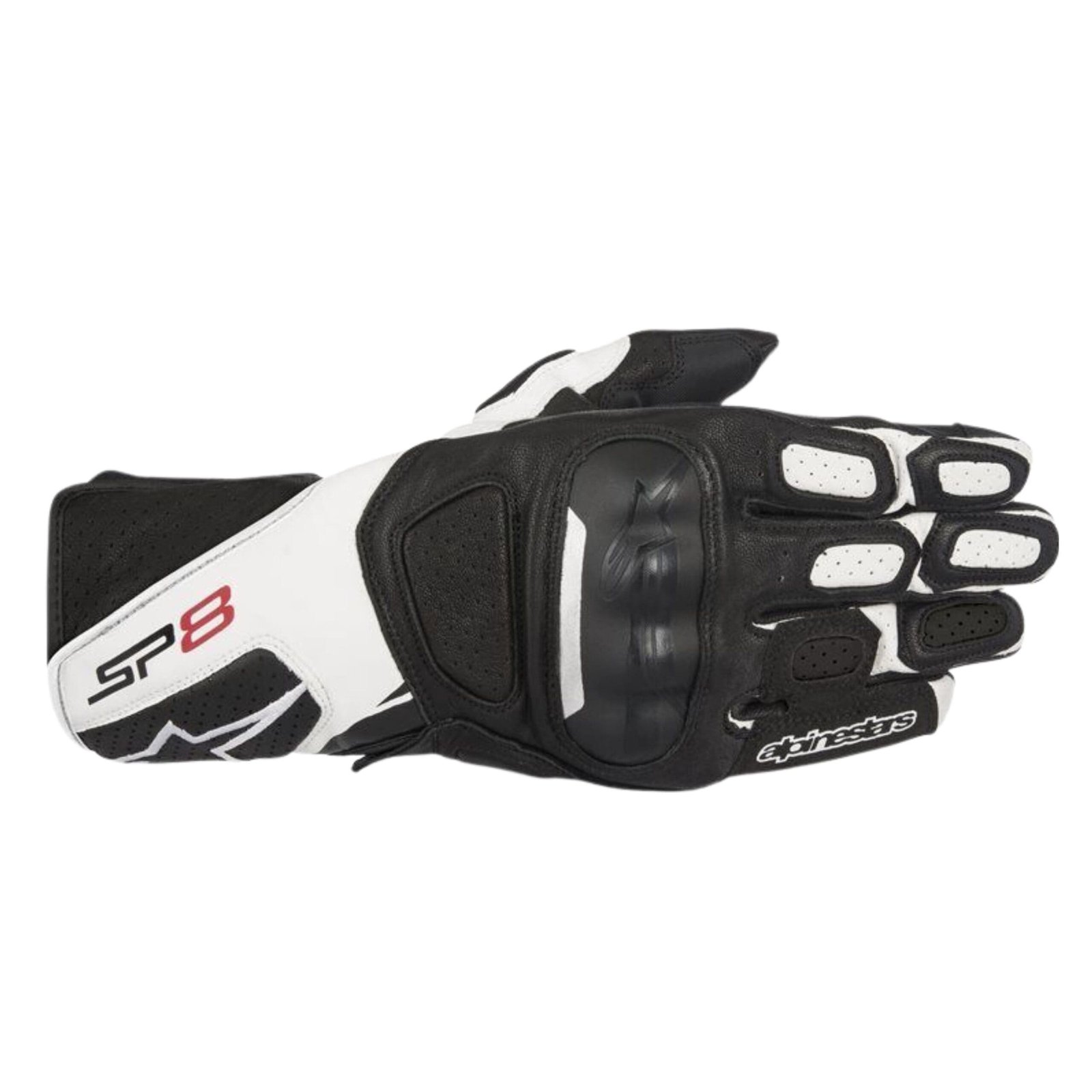 ALPINESTARS STELLA LADIES SP-8 V2 BLACK/WHITE LEATHER SPORT MOTORCYCLE GLOVES
