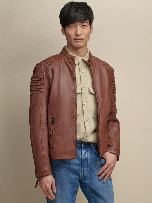 Zip Up Genuine Leather Jacket - Image 5