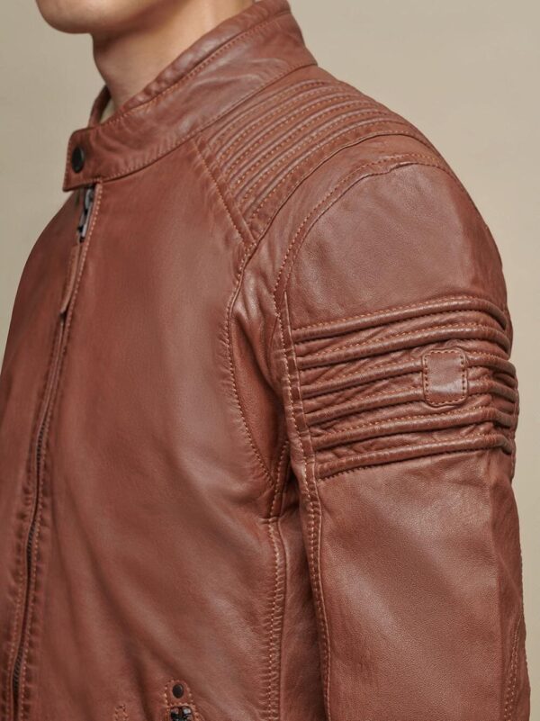 Zip Up Genuine Leather Jacket - Image 4