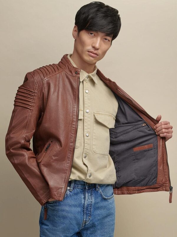 Zip Up Genuine Leather Jacket - Image 3