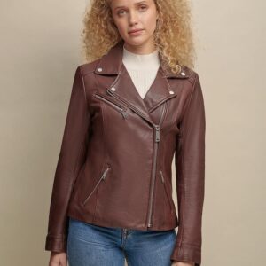 Leather Jacket with Metallic Details