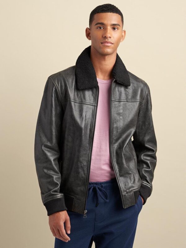 Leather Aviator Bomber Genuine Fur - Image 3