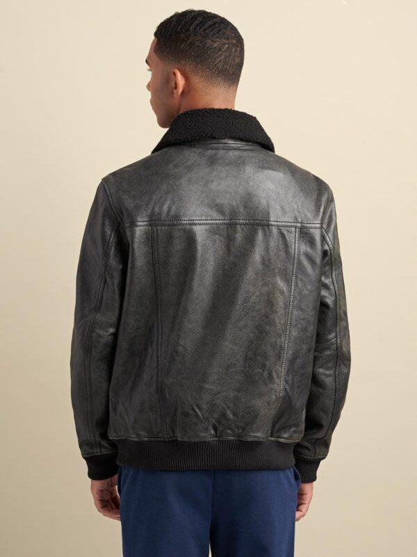 Leather Aviator Bomber Genuine Fur - Image 2