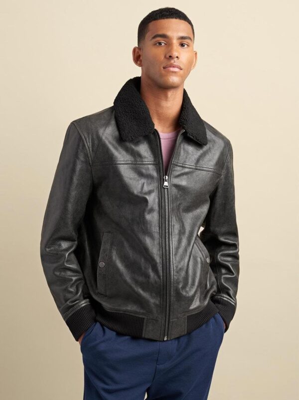 Leather Aviator Bomber Genuine Fur