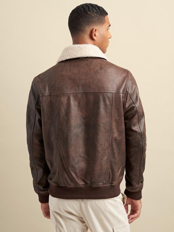 Leather Aviator Bomber Genuine Fur - Image 4