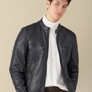 Drew Genuine Leather Jacket With Accordion Shoulder