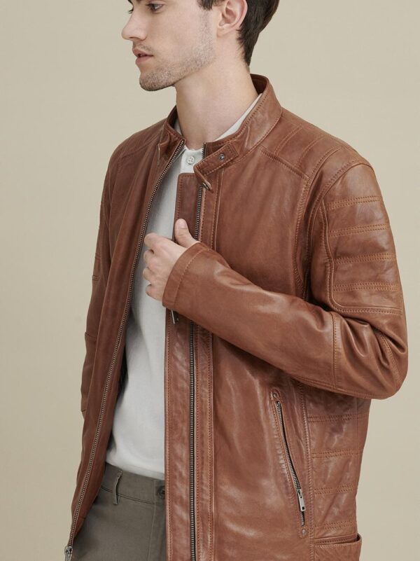 MOTO STYLISH SHEEP LEATHER JACKET - Image 3