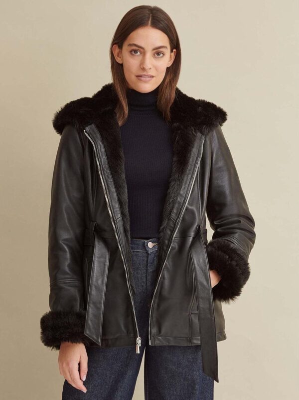 Genevieve Belted Leather Jacket - Image 4