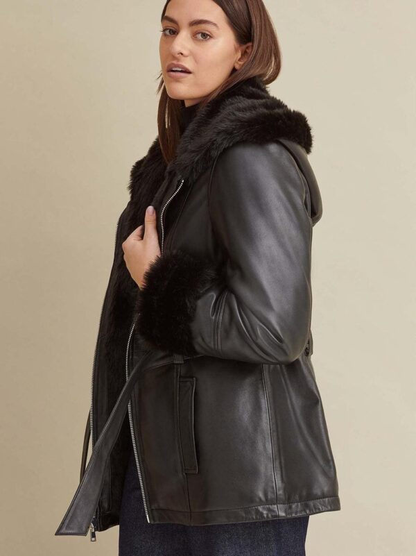 Genevieve Belted Leather Jacket - Image 5