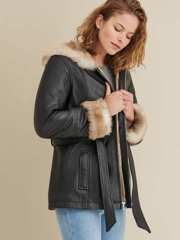 Genevieve Belted Leather Jacket - Image 7