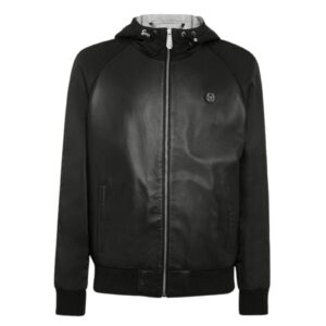 PHILIPP PLEIN LEATHER HOODED JACKET