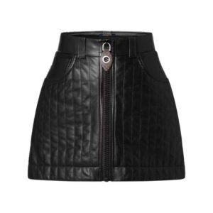 LOUIS VUITTON PINSTRIPE LEATHER ZIP UP MINI SKIRT