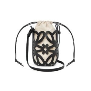 LOEWE POCKET WITH CUT OUT ANAGRAM IN CALFSKIN AND CLASSIC CANVAS