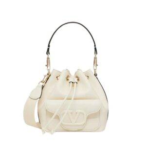 SMALL VALENTINO GARAVANI LOCÒ CALFSKIN BUCKET BAG