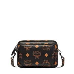 MCM SMALL AREN CROSSBODY IN MAXI VISETOS BLACK