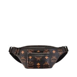 MCM MEDIUM FURSTEN BELT BAG IN MAXI VISETOS BLACK