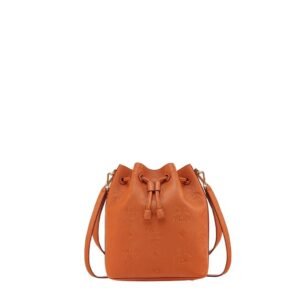 MCM MEDIUM DESSAU DRAWSTRING IN EMBOSSED MONOGRAM LEATHER BROWN