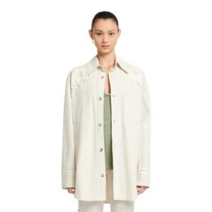 NANUSHKA MARLAS EMBROIDERED WASHED CANVAS JACKET NUDE