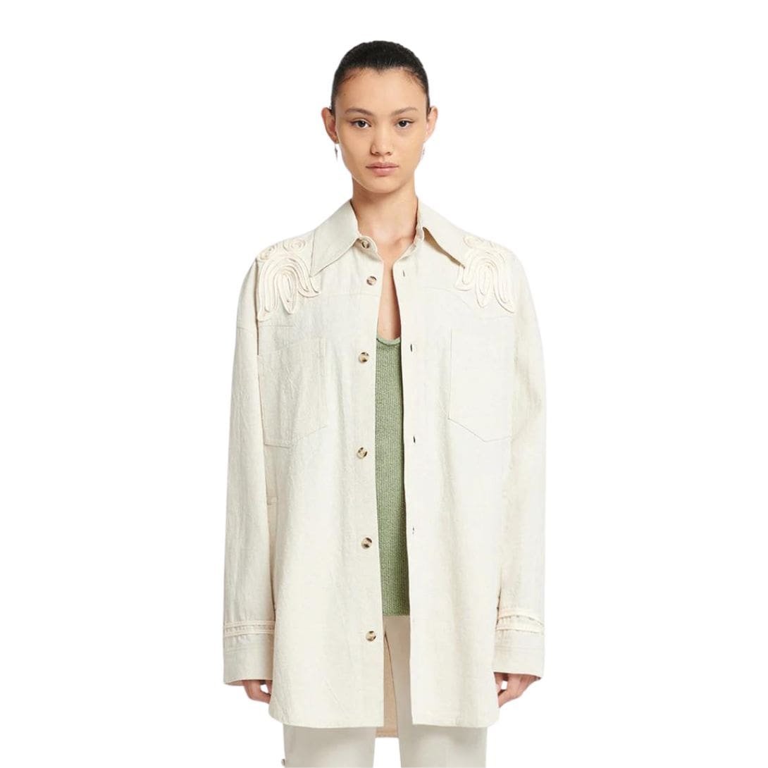 NANUSHKA MARLAS EMBROIDERED WASHED CANVAS JACKET NUDE - Image 2