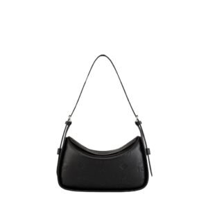 MCM SMALL AREN FLAP HOBO BAG IN EMBOSSED MONOGRAM LEATHER BLACK