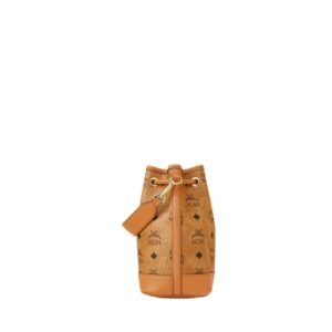 MCM MINI DESSAU DRAWSTRING BAG IN VISETOS COGNAC
