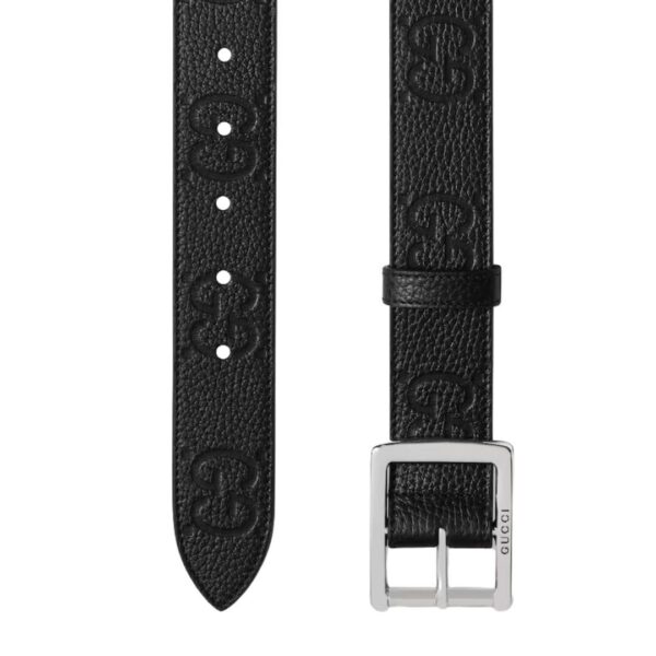 GUCCI GG RUBBER-EFFECT LEATHER BELT IN BLACK