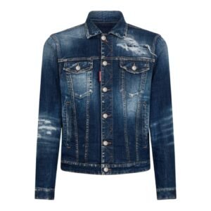 DSQUARED2 DARK RIPPED CAST WASH DENIM DAN JACKET