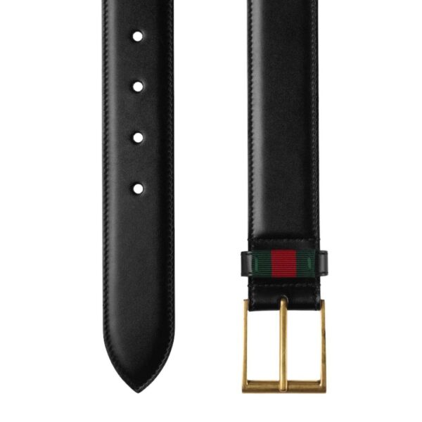 GUCCI LEATHER BELT WITH WEB - Image 2