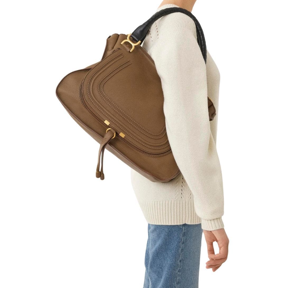 CHLOE MARCIE LARGE DOUBLE CARRY BAG PALM BROWN - Image 7