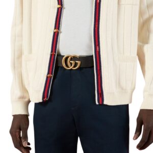 GUCCI REVERSIBLE LEATHER BELT WITH DOUBLE G BUCKLE