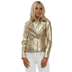 Gold Leather Jacket Women