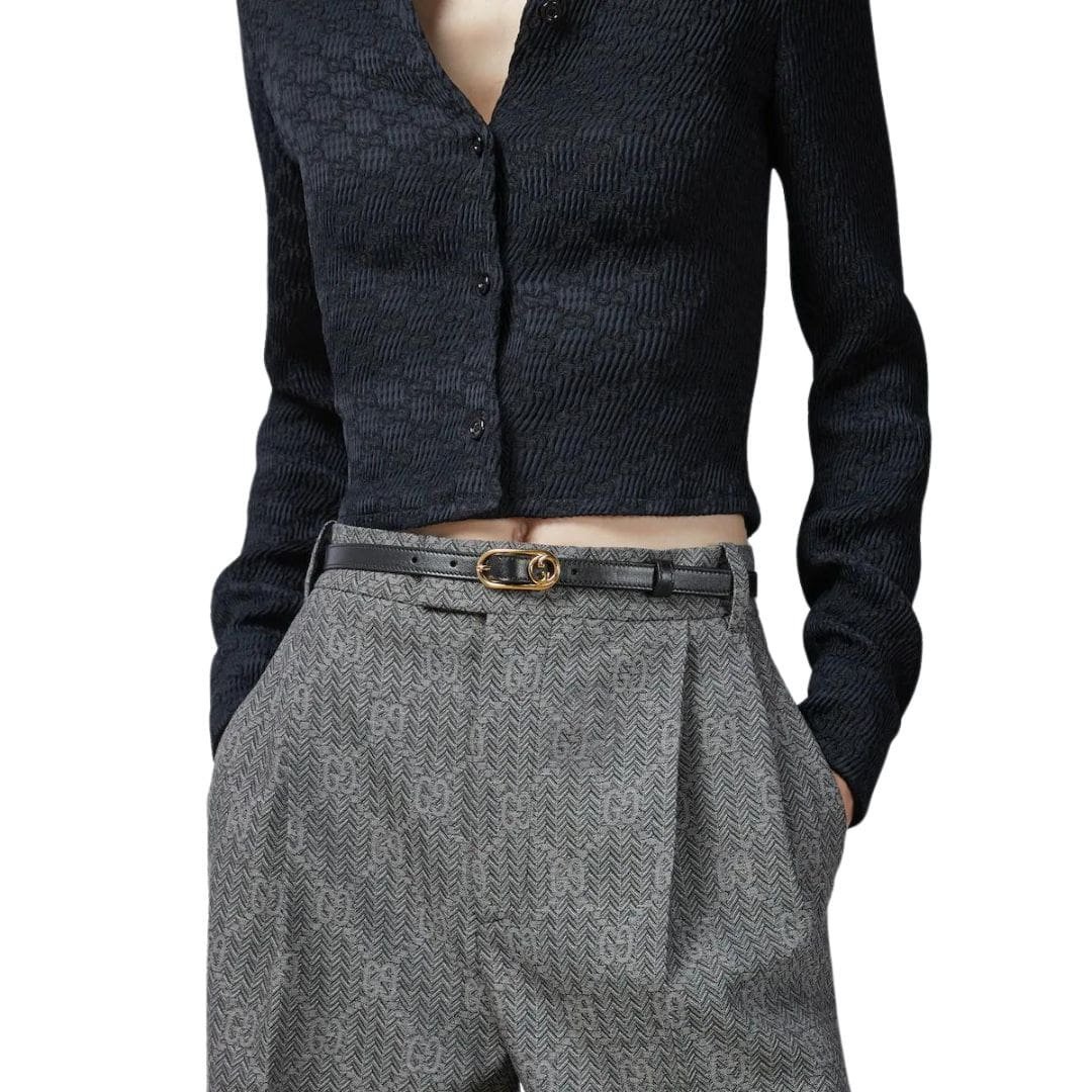 GUCCI THIN BELT WITH ROUND INTERLOCKING G - Image 2