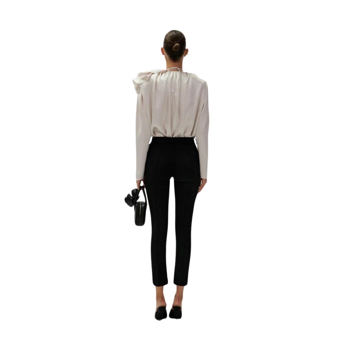 MAGDA BUTRYM CLASSIC SILK FLOWER BLOUSE IN WHITE - Image 4