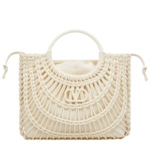 VALENTINO GARAVANI ALLKNOTS WOVEN LEATHER SHOPPER