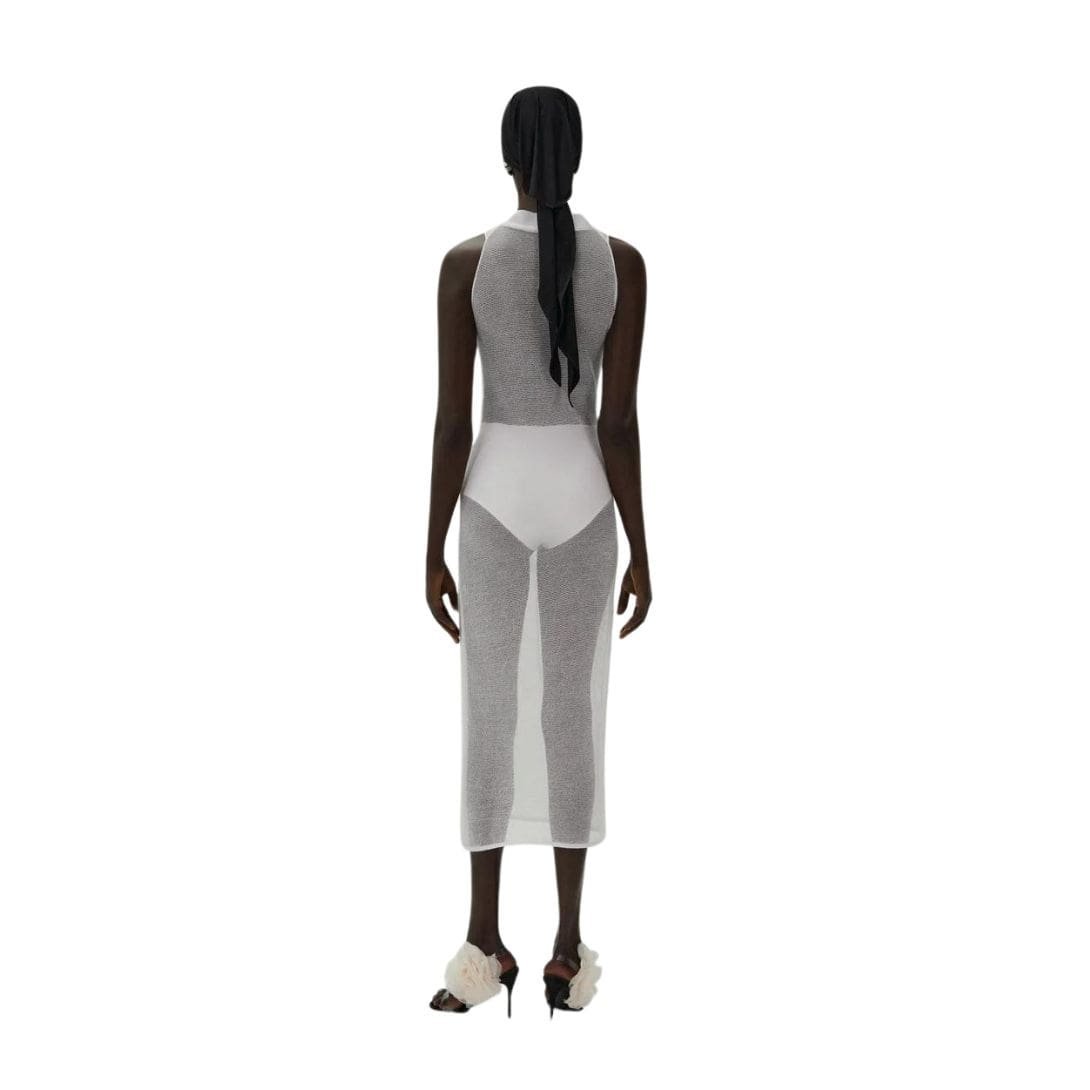 MAGDA BUTRYM ROSE KNIT NECK MIDI DRESS IN WHITE - Image 4