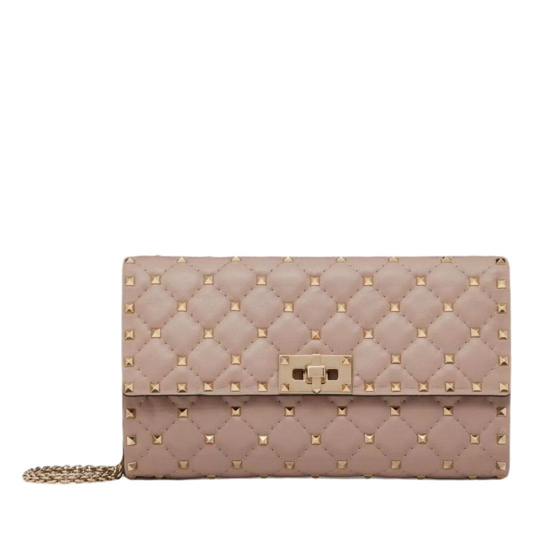 VALENTINO GARAVANI ROCKSTUD SPIKE NAPPA LEATHER CROSSBODY CLUTCH BAG