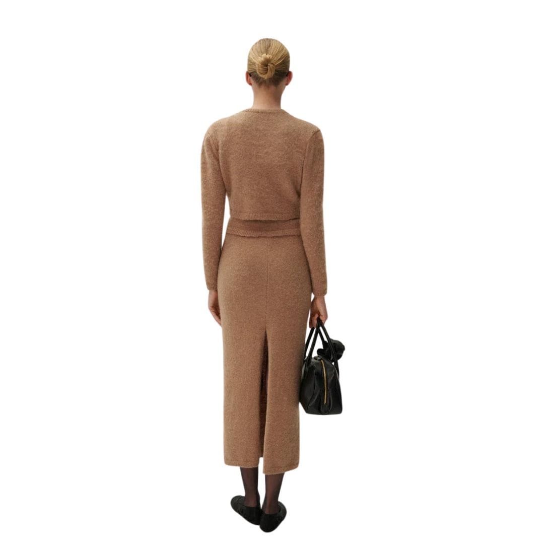 MAGDA BUTRYM MOHAIR MIDI SKIRT IN CARAMEL - Image 4