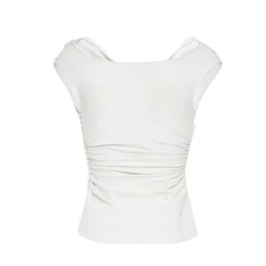 MAGDA BUTRYM OFF SHOULDER DRAPED TOP IN WHITE