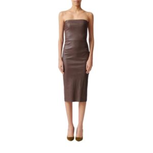 STOULS MONA STRAPLESS LEATHER DRESS