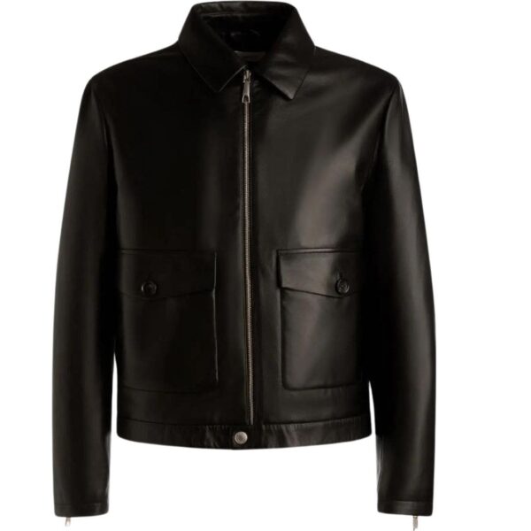 BALLY BOMBER JACKET IN BLACK LEATHER