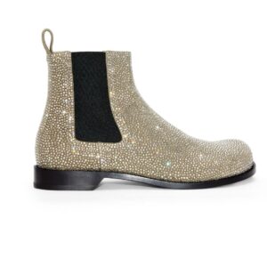 LOEWE CAMPO CHELSEA BOOT IN CALF SUEDE AND ALLOVER RHINESTONES