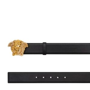 VERSACE LA MEDUSA CRYSTAL LEATHER BELT 4 CM