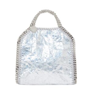 STELLA MCCARTNEY CRACKED METALLIC FALABELLA TINY TOTE BAG